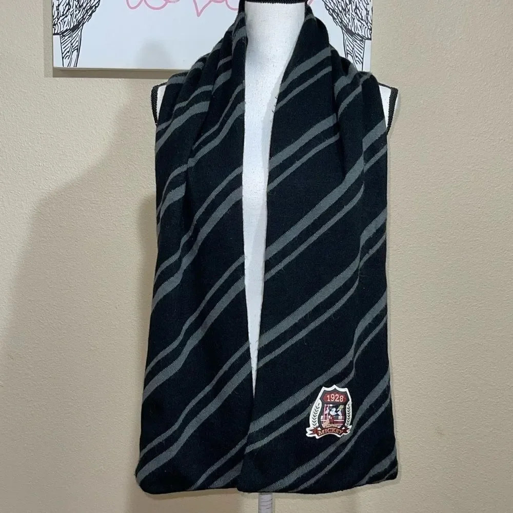 Mickey Mouse Long Scarf black grey stripe walt Disney